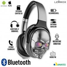 Headphone Bluetooth Caveira LEF-1023A Lehmox - Grafite